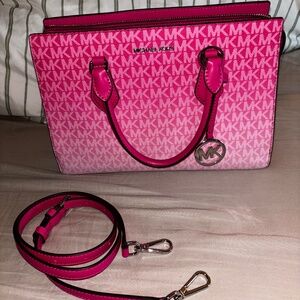 Michael Kors Sheila Medium Satchel Shoulder Bag MK Ombre Dragonfruit